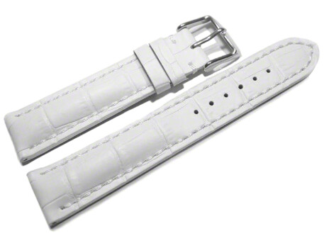 Uhrenband Leder stark gepolstert Kroko weiß 18mm 20mm 22mm 24mm
