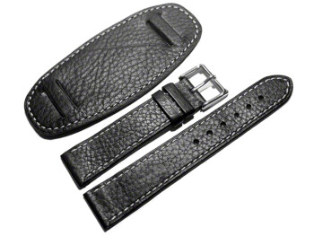 Uhrenarmband - Leder - mit Unterlage - schwarz -...