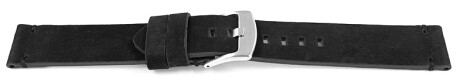 Uhrenarmband schwarz Veluro Leder ohne Polster 18mm 20mm 22mm 24mm
