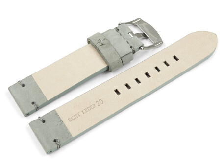 Uhrenarmband grau Veluro Leder ohne Polster 18mm 20mm 22mm 24mm