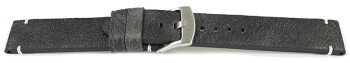 Uhrenarmband schwarz Vintage Leder ohne Polster 20mm 22mm...