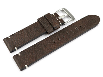 Uhrenarmband Herren dunkelbraun Vintage Leder ohne Polster 24mm