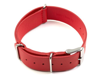 Uhrenarmband echtes Leder Nato rot 24mm