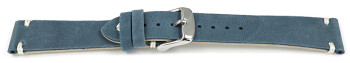 Uhrenarmband dunkelblau Leder Modell Fresh 20mm Gold