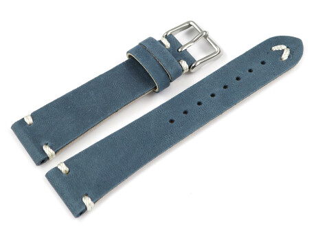 Uhrenarmband dunkelblau Leder Modell Fresh 22mm Stahl