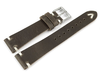 Uhrenarmband dunkelbraun Leder Modell Fresh 18mm Gold