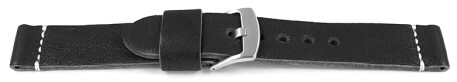 Uhrenarmband schwarz sehr weiches Leder Modell Bari 24mm