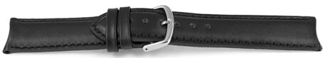 Uhrenarmband Rundanstoß leicht gepolstert Glatt Leder schwarz 18mm 19mm 20mm 22mm