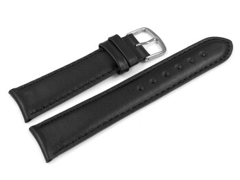 Uhrenarmband Rundanstoß leicht gepolstert Glatt Leder schwarz 22mm Stahl