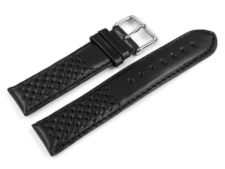 Uhrenarmband Leder schwarz Modell Mexico 18mm Stahl