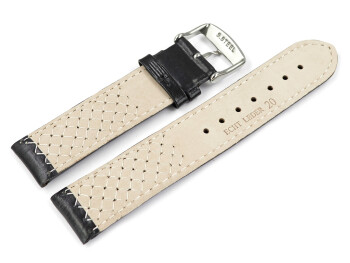Uhrenarmband Leder schwarz Modell Mexico 24mm Gold