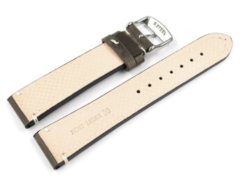 Uhrenarmband massives Sattelleder dunkelbraun 22mm Gold