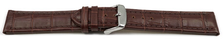 Uhrenarmband gepolstert Kroko Prägung Leder dunkelbraun TiT 18mm 20mm 22mm 24mm 26mm 28mm