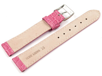 Uhrenarmband Leder Pink Safari 20mm Stahl