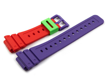 Uhrenarmband Casio DW-5610DN-9 rot violett Schlaufe grün