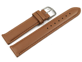Uhrenarmband glattes Leder hellbraun 19mm Stahl