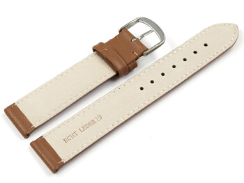 Uhrenarmband glattes Leder hellbraun 19mm Stahl