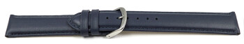 Uhrenarmband glattes Leder dunkelblau 15mm Stahl