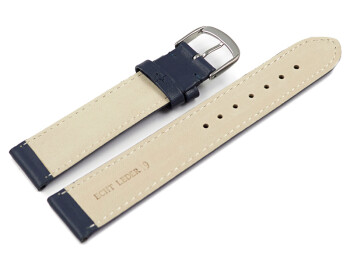 Uhrenarmband glattes Leder dunkelblau 15mm Gold
