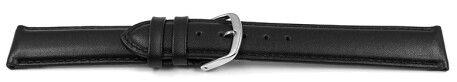 Uhrenarmband glattes Leder schwarz 19mm Stahl