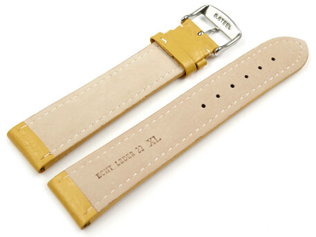 XL Uhrenband echtes Leder gepolstert genarbt gelb 18mm 20mm 22mm 24mm