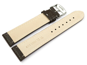 XL Uhrenband echtes Leder gepolstert genarbt dunkelbraun weiße Naht 18mm 20mm 22mm 24mm