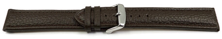 XL Uhrenband echtes Leder gepolstert genarbt dunkelbraun TiT 18mm Stahl