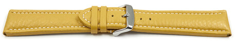 XL Uhrenband echtes Leder gepolstert genarbt gelb 22mm Stahl