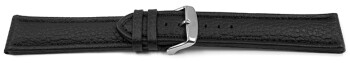 XL Uhrenband echtes Leder gepolstert genarbt schwarz TiT 22mm Stahl