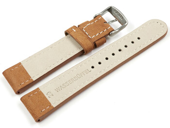 XL Uhrenarmband Wasserbüffel Leder hellbraun 18mm Gold