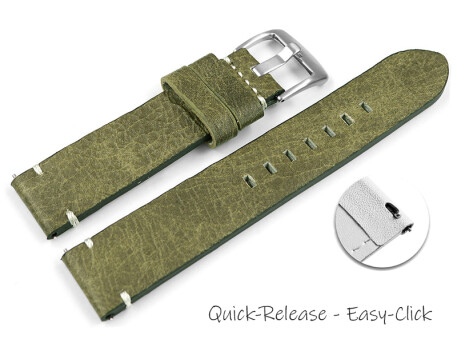 Schnellwechsel Uhrenarmband grün-braun Vintage Leder...