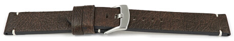 Schnellwechsel Uhrenarmband dunkelbraun Vintage Leder ohne Polster 20mm 22mm 24mm