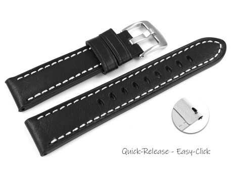 Schnellwechsel Uhrenarmband schwarz Miami Leder ohne Polster 20mm 22mm 24mm 26mm