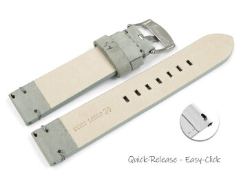 Schnellwechsel Uhrenarmband grau Veluro Leder ohne Polster 18mm 20mm 22mm 24mm