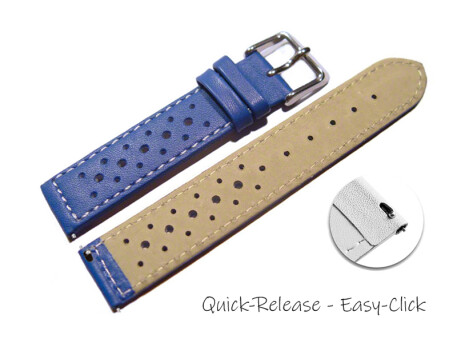 Schnellwechsel Uhrenarmband Leder Style blau 16mm 18mm 20mm 22mm