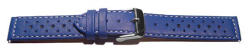 Schnellwechsel Uhrenarmband Leder Style blau 16mm 18mm...