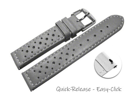 Schnellwechsel Uhrenarmband Leder Style grau 16mm 18mm...
