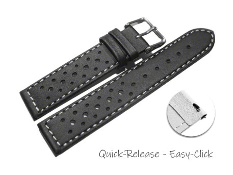 Schnellwechsel Uhrenarmband Leder Style schwarz 16mm 18mm...