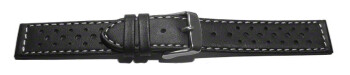 Schnellwechsel Uhrenarmband Leder Style schwarz 16mm 18mm 20mm 22mm