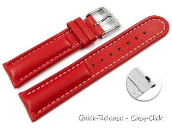 Schnellwechsel Uhrenarmband echt Leder glatt rot 18mm...