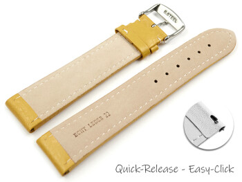 Schnellwechsel Uhrenband echtes Leder gepolstert genarbt gelb 18mm 20mm 22mm 24mm