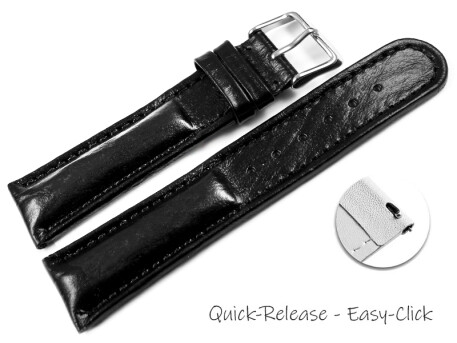 Schnellwechsel Uhrenband Leder gepolstert Bark schwarz TiT 18mm 20mm 22mm 24mm