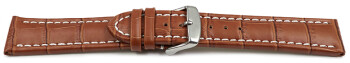Schnellwechsel Uhrenarmband gepolstert Kroko Prägung Leder hellbraun 18mm 20mm 22mm 24mm 26mm 28mm