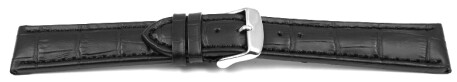 Schnellwechsel Uhrenarmband gepolstert Kroko Prägung Leder schwarz TiT 18mm 20mm 22mm 24mm