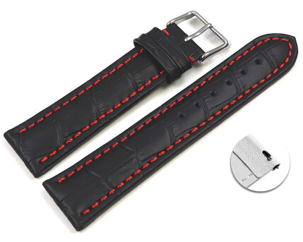 Schnellwechsel Uhrenarmband gepolstert Kroko Prägung...