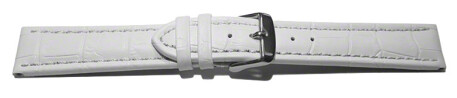 Schnellwechsel Uhrenarmband gepolstert Kroko Prägung Leder weiß 18mm 20mm 22mm 24mm