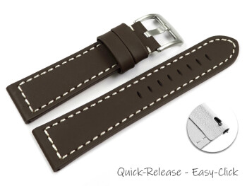 Schnellwechsel Uhrenband Sattelleder massives Leder dunkelbraun 18mm 20mm 22mm 24mm
