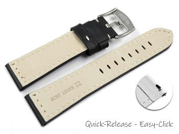 Schnellwechsel Uhrenband Sattelleder massives Leder schwarz 18mm 20mm 22mm 24mm