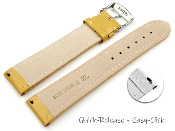 XL Schnellwechsel Uhrenband echtes Leder gepolstert genarbt gelb 18mm 20mm 22mm 24mm