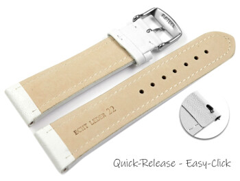 XL Schnellwechsel Uhrenarmband Leder Glatt weiß 18mm 20mm 22mm 24mm 26mm